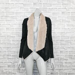 The Kooples Women's Faux Shearling Jacket sherpa lined in black sz Small